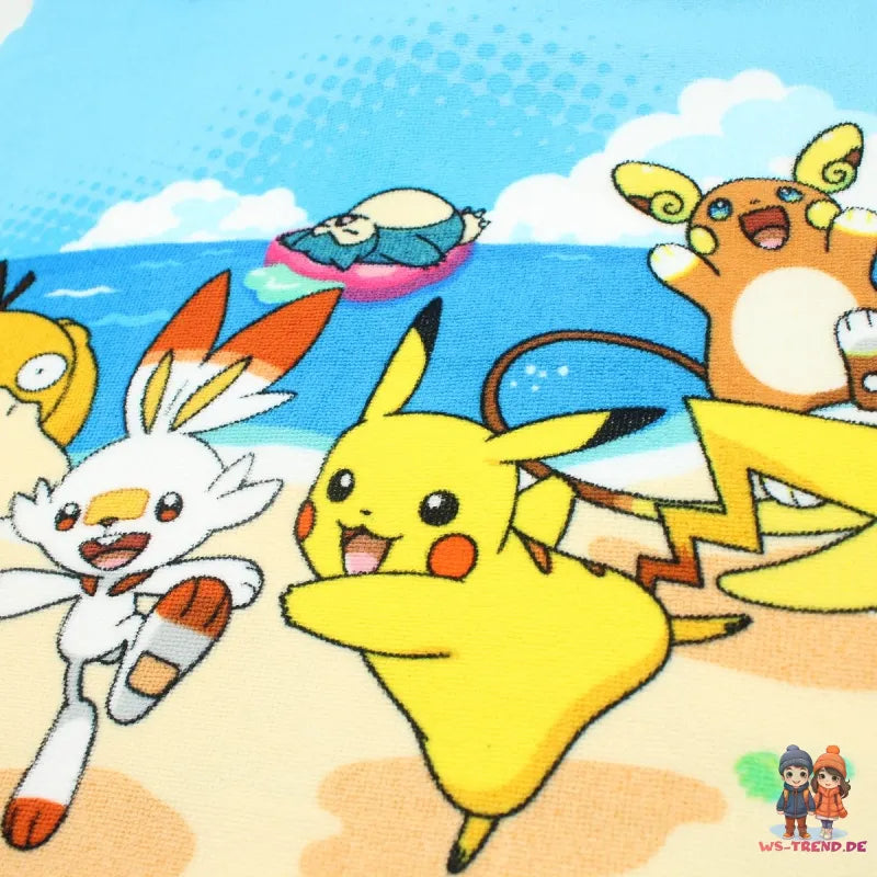 Pokemon Pikachu Anton Kinder Mikrofaser Poncho Badeponcho - WS-Trend.de 50x100