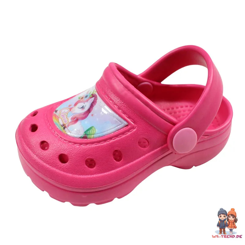 Süßes Einhorn Unicorn Kinder Clogs Sandalen - WS-Trend.de Badeschuhe Latschen 22-33 Pink