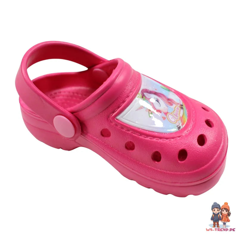 Süßes Einhorn Unicorn Kinder Clogs Sandalen - WS-Trend.de Badeschuhe Latschen 22-33 Pink