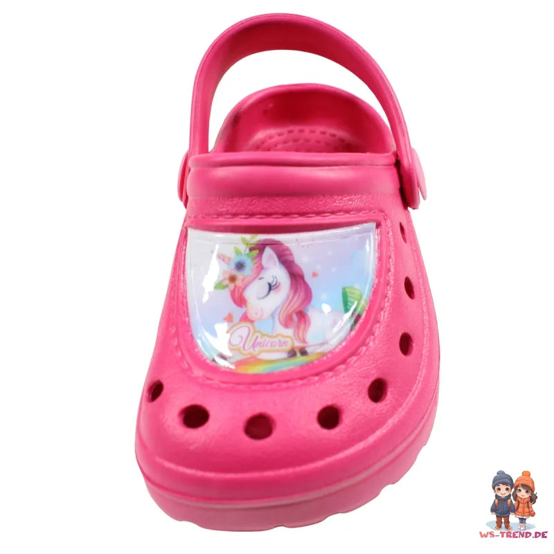 Süßes Einhorn Unicorn Kinder Clogs Sandalen - WS-Trend.de Badeschuhe Latschen 22-33 Pink