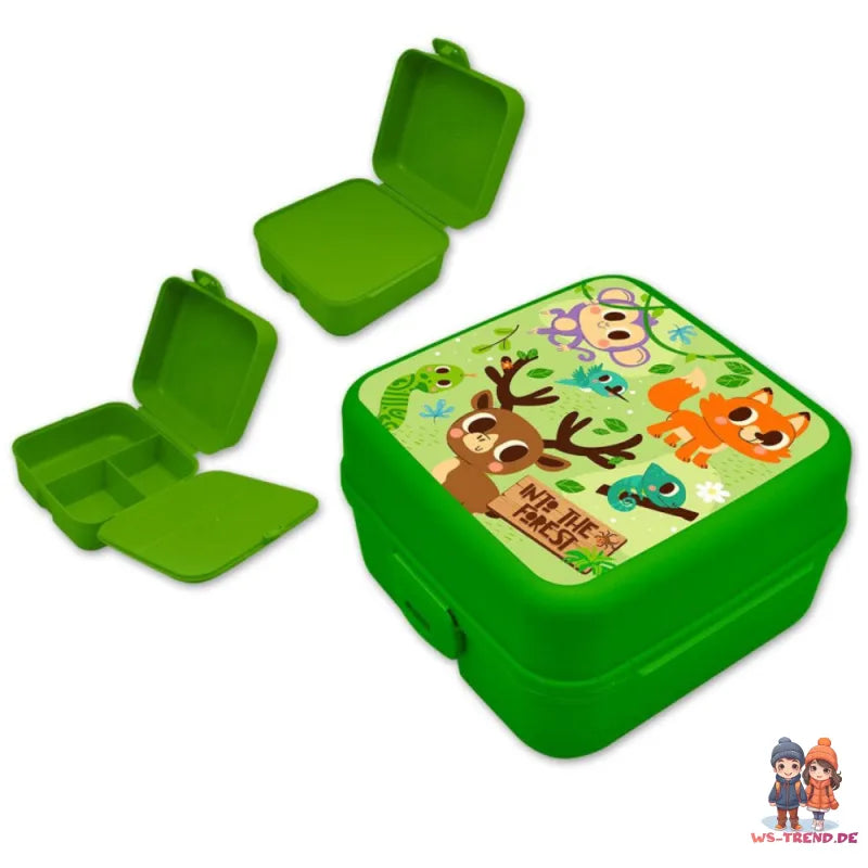 Waldtiere Affe Reh 2tlg. Kinder Lunch Set Brotdose plus Trinkflasche 500 ml - WS-Trend.de