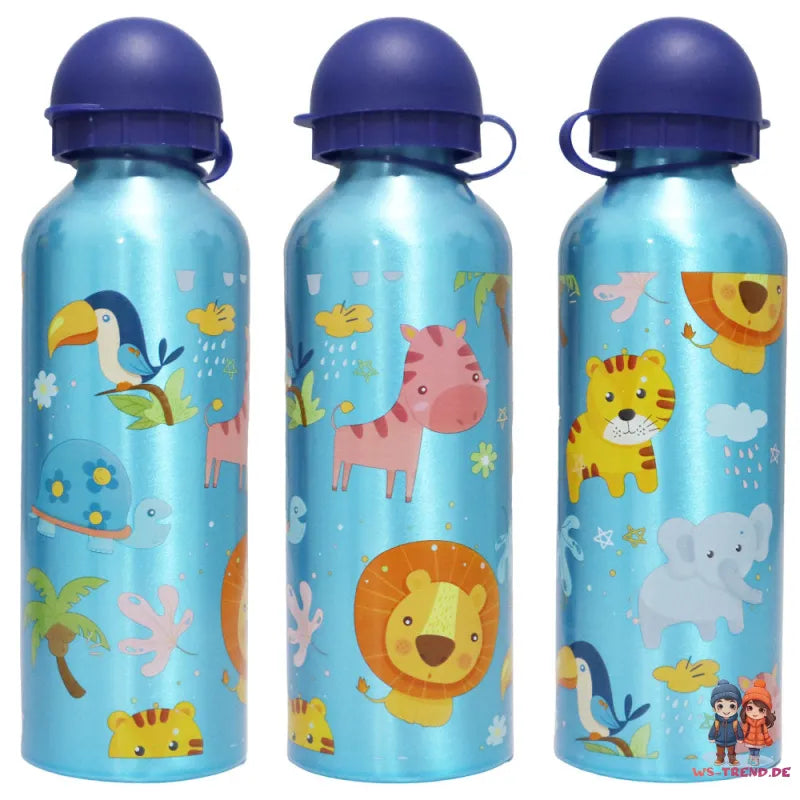 Jungle Friends 3 tlg Kinder Lunch Set Brotdose Alu Trinkflasche 500 ml Göffel - WS-Trend.de