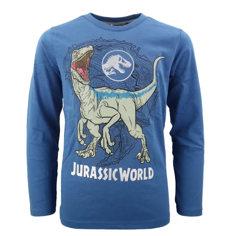 Jurassic World Kinder langarm T-Shirt - WS-Trend.de Shirt Gr. 104 - 128 Jungen Dinos T-Rex Baumwolle