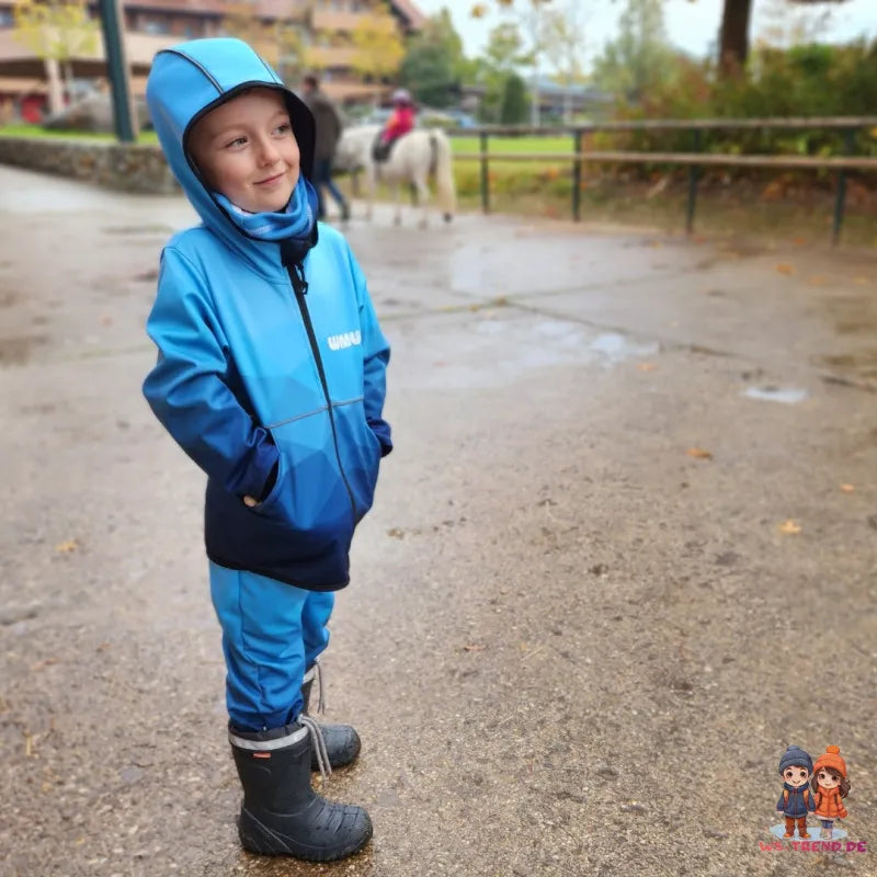 WAMU Mosaic Softshelljacke Kinder Jungen Jacke mit Kapuze - WS-Trend.de Gr. 98 -128