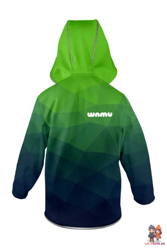 WAMU Mosaic Softshelljacke Kinder Jungen Jacke mit Kapuze - WS-Trend.de Gr. 98 -128