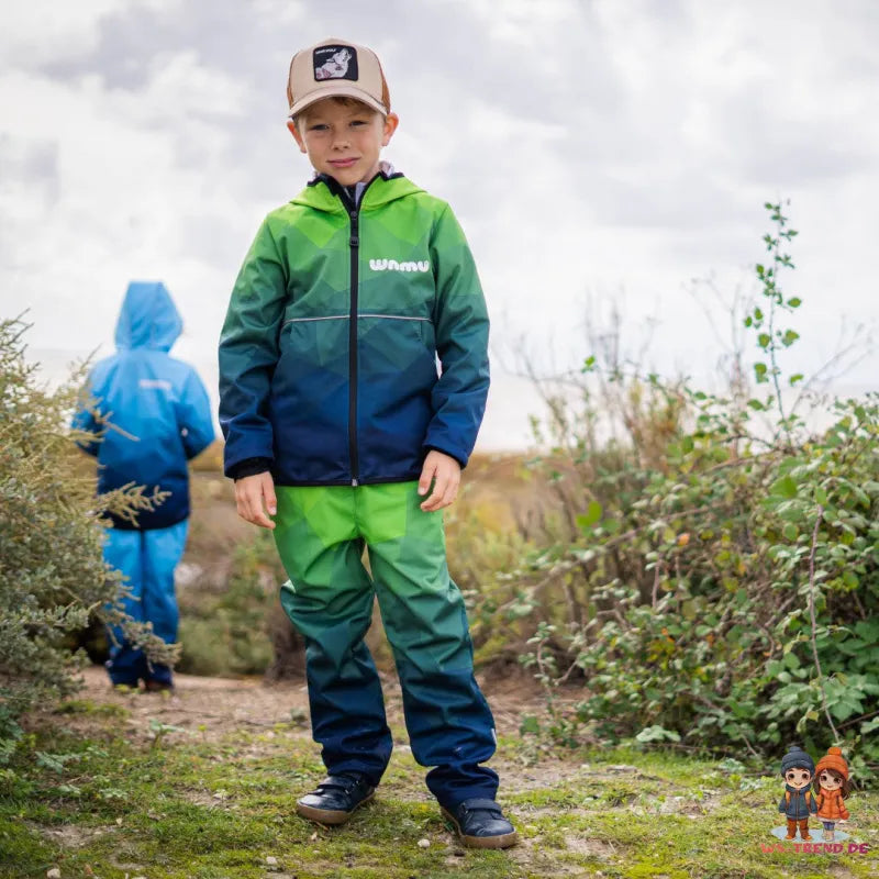 WAMU Mosaic Softshelljacke Kinder Jungen Jacke mit Kapuze - WS-Trend.de Gr. 98 -128