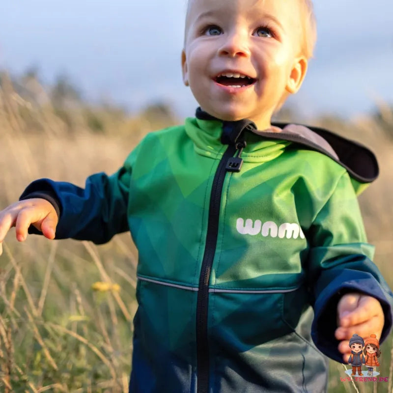 WAMU Mosaic Softshelljacke Kinder Jungen Jacke mit Kapuze - WS-Trend.de Gr. 98 -128