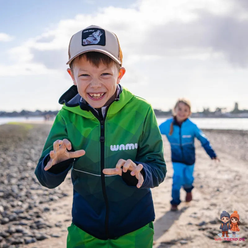 WAMU Mosaic Softshelljacke Kinder Jungen Jacke mit Kapuze - WS-Trend.de Gr. 98 -128