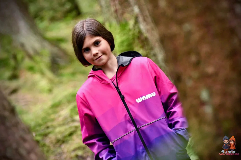 WAMU Mosaic Softshelljacke Kinder Jacke mit Kapuze - WS-Trend.de Die Gr. 98-128