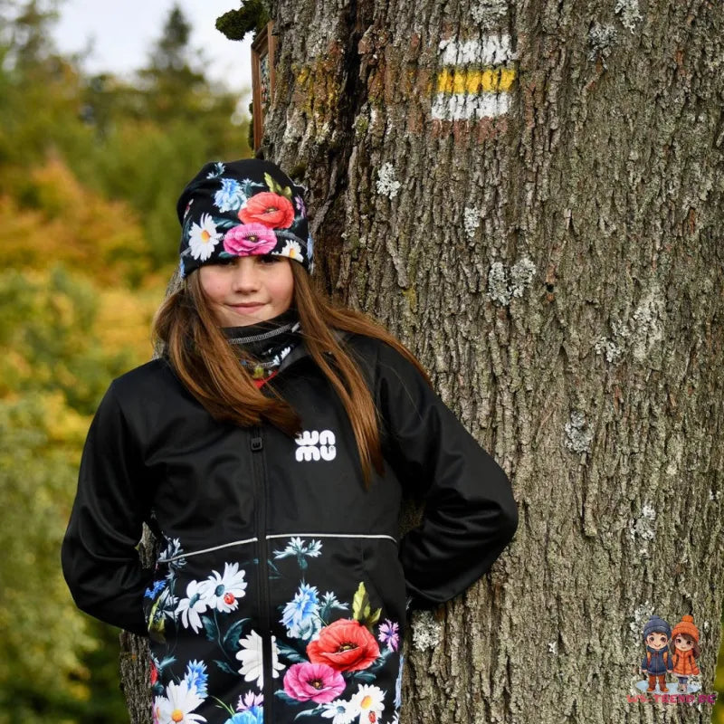 WAMU Wild Flowers Softshelljacke Kinder Jacke mit Kapuze - WS-Trend.de Gr. 104-128