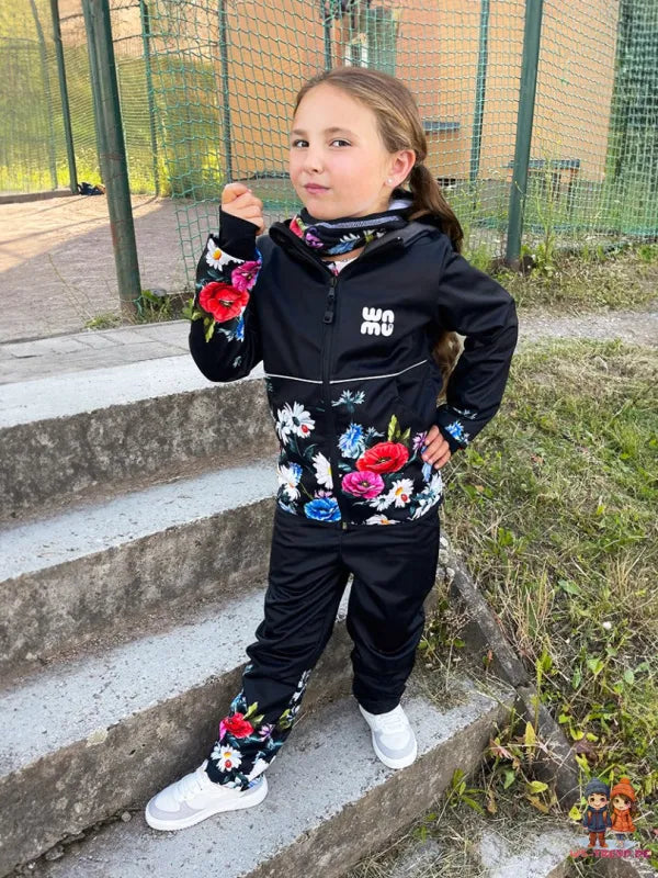 WAMU Wild Flowers Softshelljacke Kinder Jacke mit Kapuze - WS-Trend.de Gr. 104-128