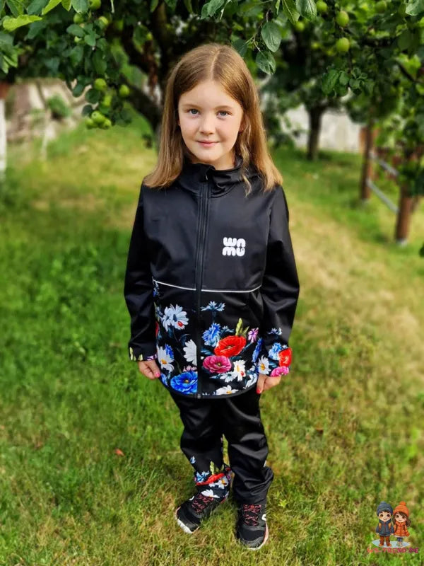 WAMU Wild Flowers Softshelljacke Kinder Jacke mit Kapuze - WS-Trend.de Gr. 104-128