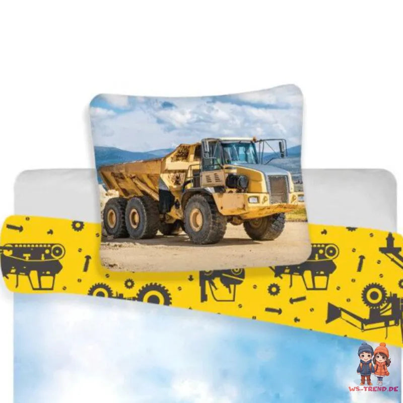 Bulldozer Kipper Baby Bettwäsche 2tlg Set 100x135 40x60 cm 100% Baumwolle (Kopie) - WS-Trend.de