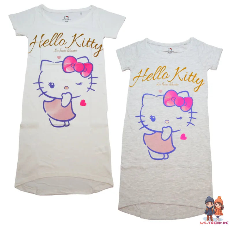 Hello KittyClassic Damen kurzarm Schlafshirt Shirt Nachtshirt - WS-Trend.de XS-XL