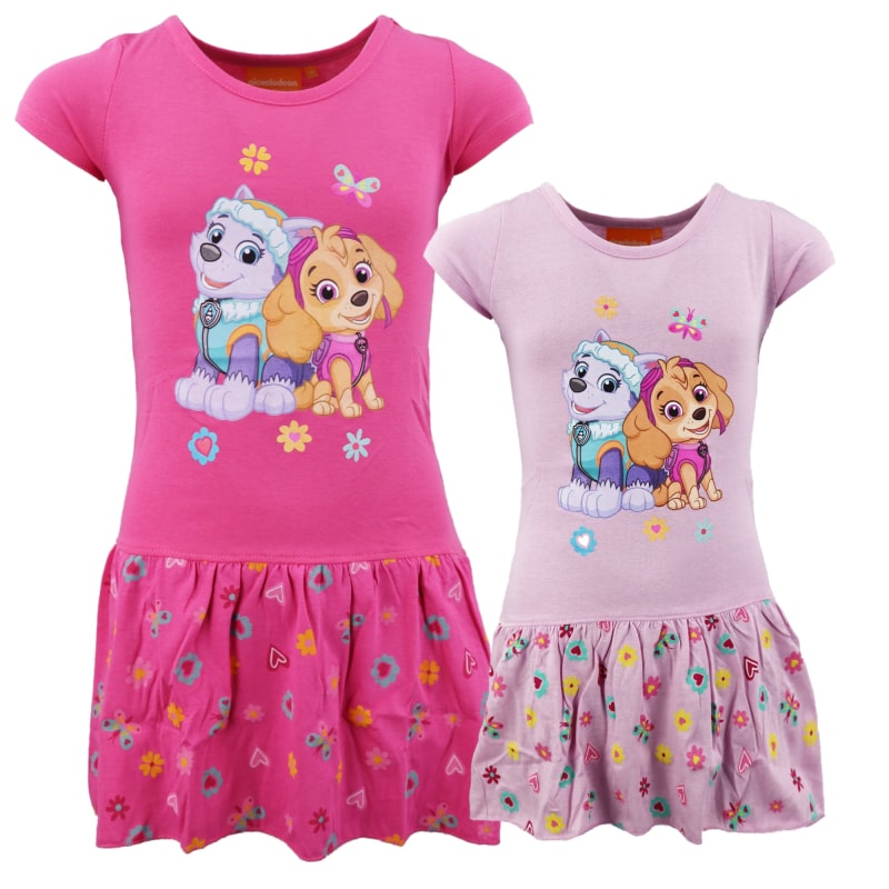 Paw Patrol Skye Everest Kinder Kleid - WS-Trend.de und kurzarm Sommerkleid 98 -128 Baumwolle