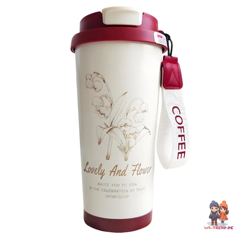 Lovely and Flower Isolierter Kaffeebecher Thermobecher Becher To-Go 550 ml - WS-Trend.de