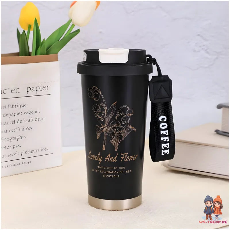 Lovely and Flower Isolierter Kaffeebecher Thermobecher Becher To-Go 550 ml - WS-Trend.de