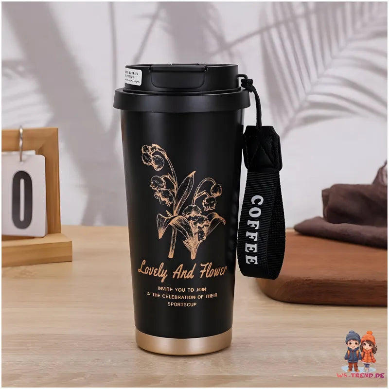 Lovely and Flower Isolierter Kaffeebecher Thermobecher Becher To-Go 550 ml - WS-Trend.de