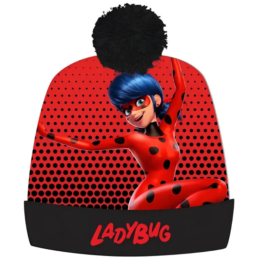 Miraculous - Ladybug Wintermütze mit Bommel 52 oder 54 cm - WS-Trend.de - Rot Schwarz