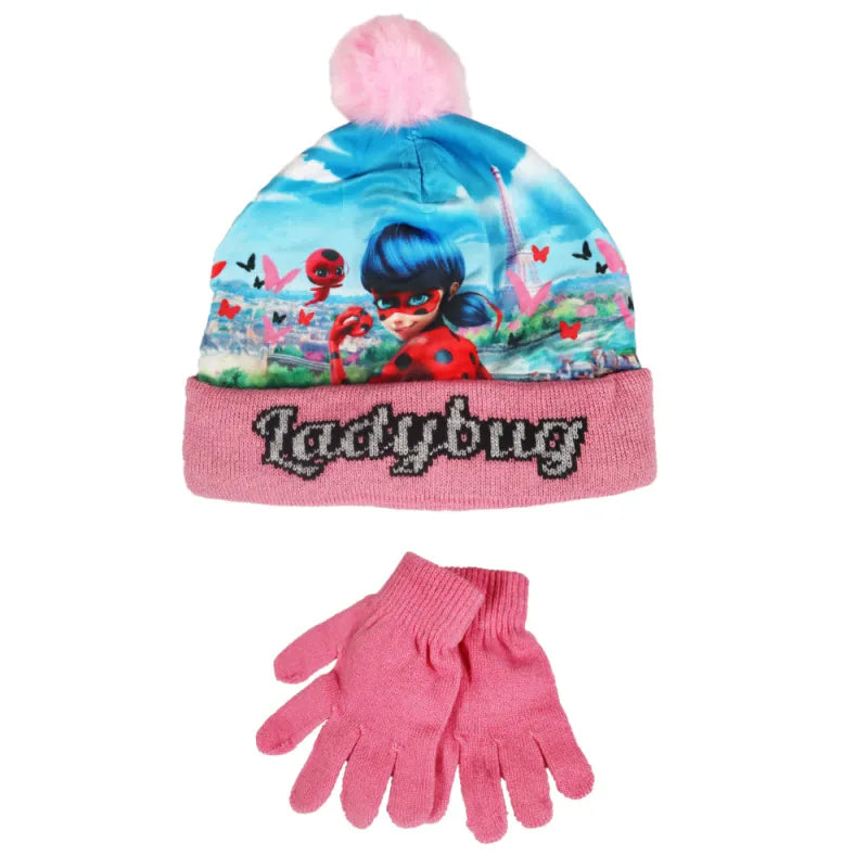 Miraculous Ladybug Kinder 2tlg Set Herbst Wintermütze Bommelmütze Handschuhe - WS-Trend.de