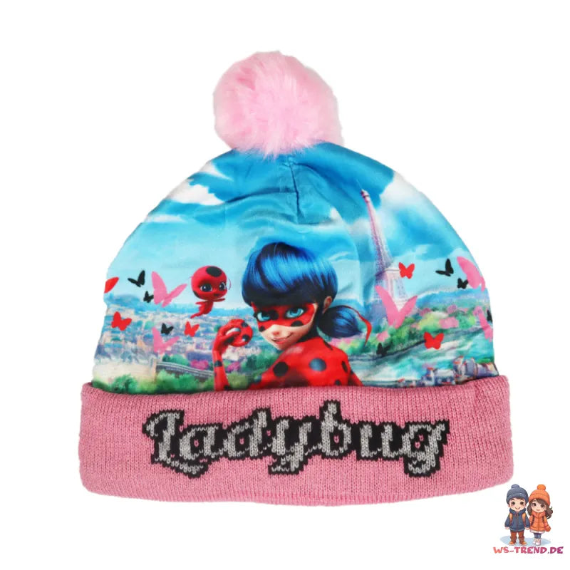 Miraculous Ladybug Kinder 2tlg Set Herbst Wintermütze Bommelmütze Handschuhe - WS-Trend.de