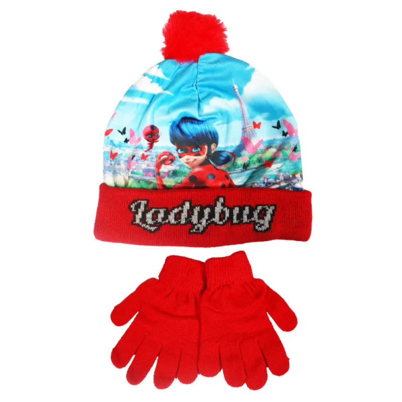 Miraculous Ladybug Kinder 2tlg Set Herbst Wintermütze Bommelmütze Handschuhe - WS-Trend.de