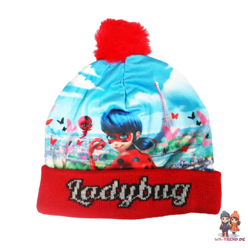 Miraculous Ladybug Kinder 2tlg Set Herbst Wintermütze Bommelmütze Handschuhe - WS-Trend.de