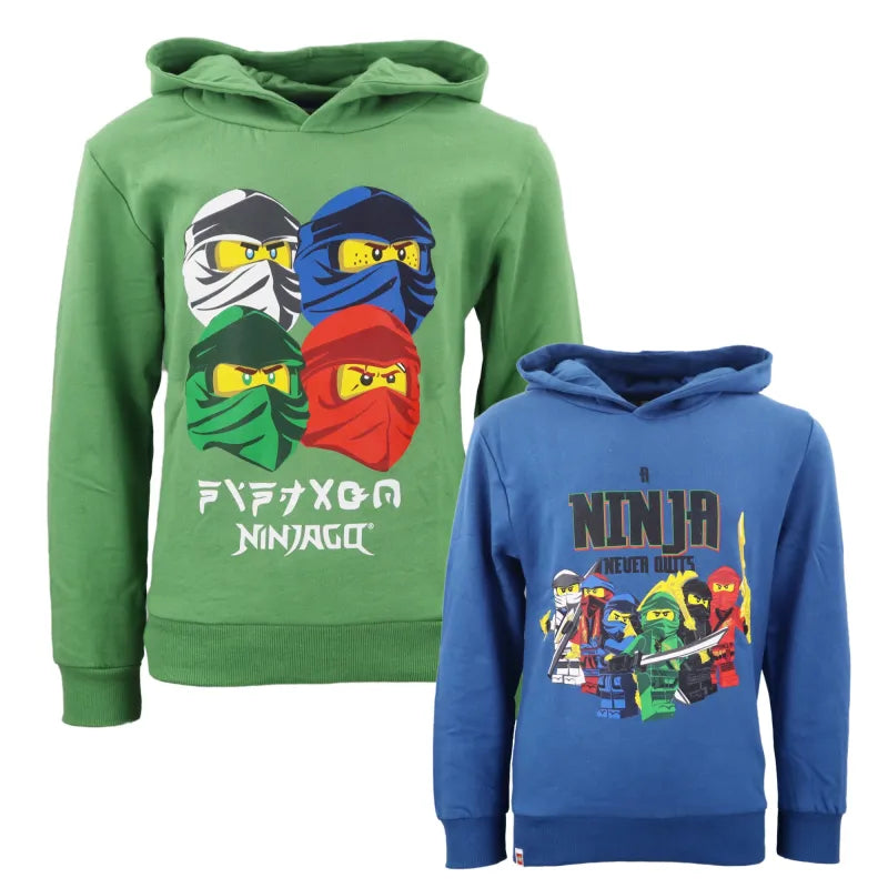 LEGO® Ninjago Kinder Hoodie WS Trend.de Kapuzen Pullover Gr. 98 128 Jungen Blau Grün