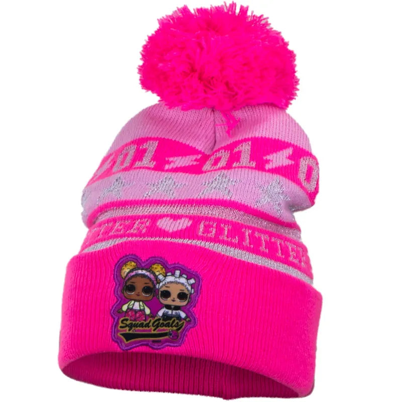 LOL Surprise - Kinder Herbst Wintermütze Bommelmütze - WS-Trend.de - Mütze - Bommel 54 Pink Blau
