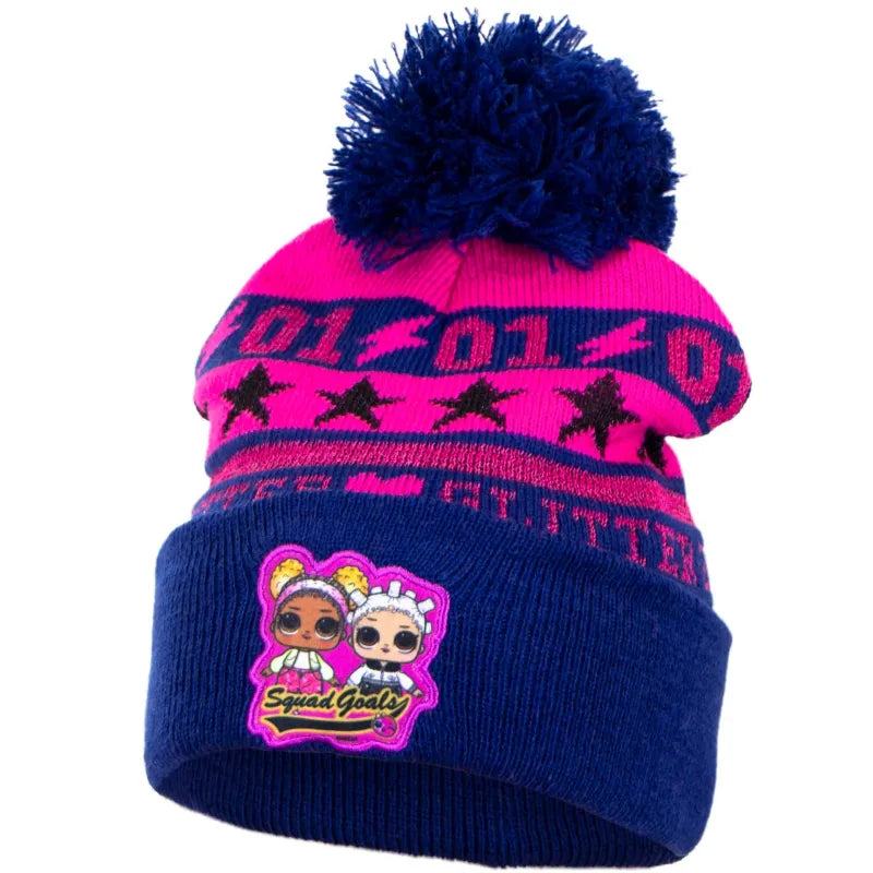 LOL Surprise - Kinder Herbst Wintermütze Bommelmütze - WS-Trend.de - Mütze - Bommel 54 Pink Blau