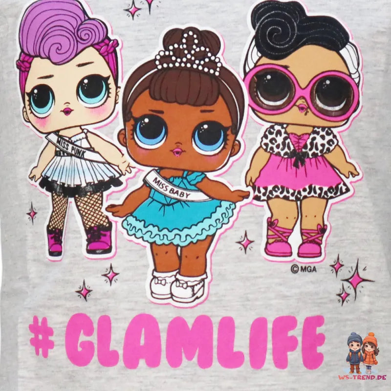 LOL Surprise Glamlife Kinder Mädchen langarm T-Shirt Langarmshirt - WS-Trend.de Suprise - Rosa Blau für 98 - 128