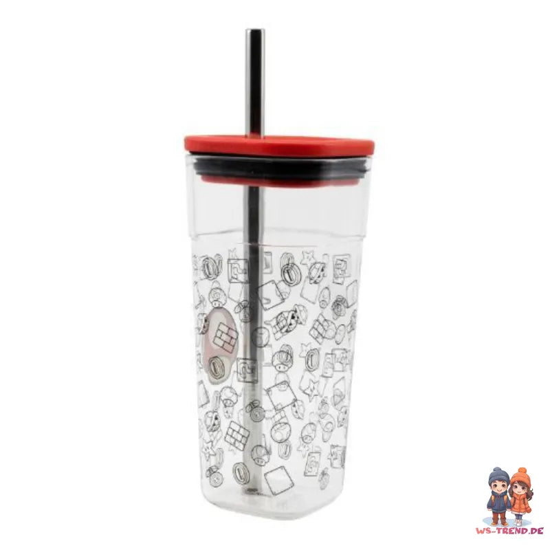 Super Mario Toad Trinkbecher Becher mit Edelstahl Trinkhalm 540 ml - WS-Trend.de