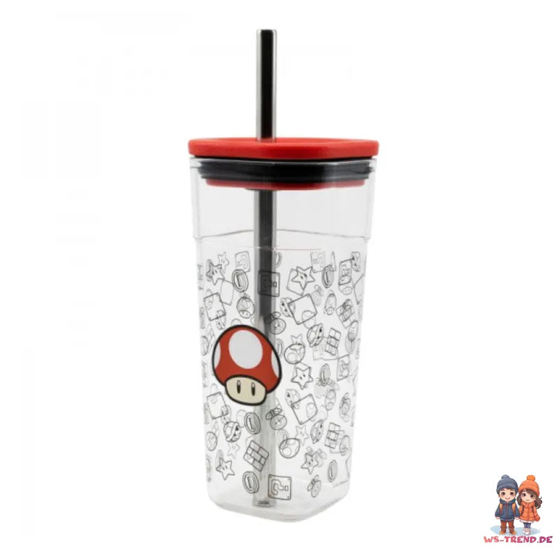 Super Mario Toad Trinkbecher Becher mit Edelstahl Trinkhalm 540 ml - WS-Trend.de