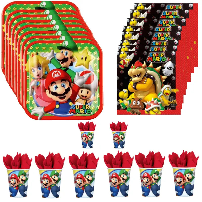 Super Mario Kinder Partyset Deko Set 36tlg. - WS-Trend.de Geburtstag 36tlg.Geschirr