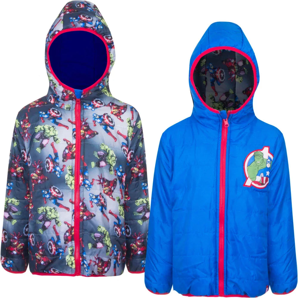 Marvel Avengers Kinder Wende Jacke - Größe 104 bis 140 - WS-Trend.de Hulk America Kapuze Jungen Gr. 104-140