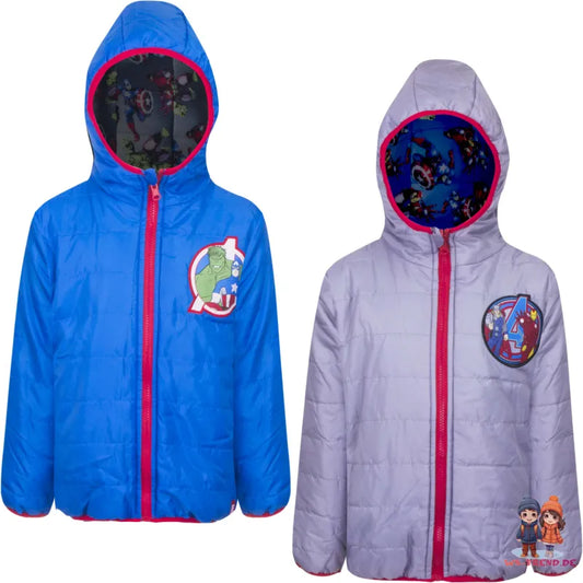 Marvel Avengers Kinder Wende Jacke - Größe 104 bis 140 - WS-Trend.de Hulk America Kapuze Jungen Gr. 104-140