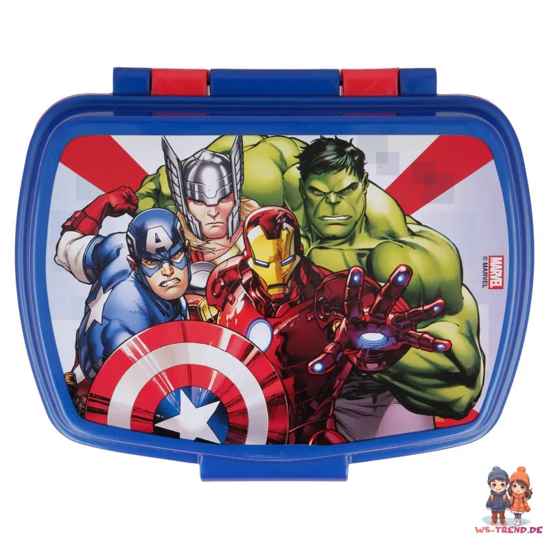Marvel Avengers 4er Set Lunchbox mit Trinkbecher und Besteck - WS-Trend.de 4 teiliges Lunch - Brotdose