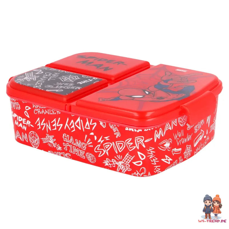 Marvel Spiderman 4 teiliges Set Lunchbox mit Trinkbecher und Besteck - WS-Trend.de Lunch - Brotdose - Trinkflasche