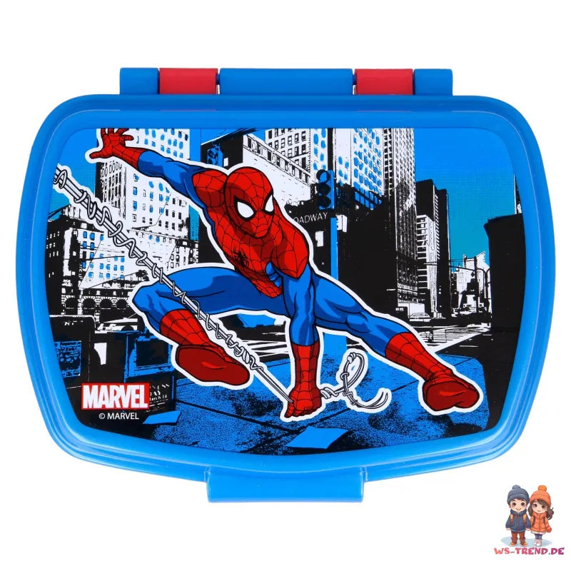 Marvel Spiderman 4 teiliges Set Lunchbox mit Trinkbecher und Besteck - WS-Trend.de Marcel Lunch - Brotdose - Trinkflasche