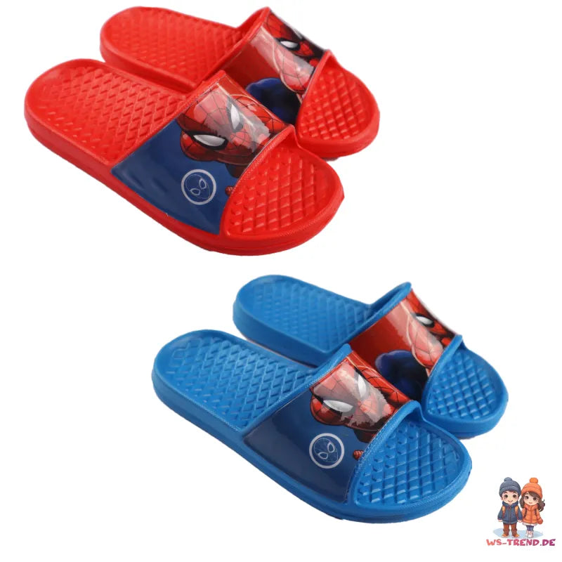 Marvel Spiderman Kinder Badelatschen Sandalen - WS-Trend.de Schuhe Rot Blau Gr. 24 bis 31