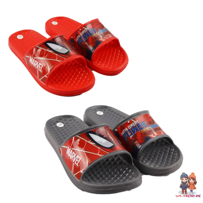 Marvel Spiderman Kinder Badelatschen Sandalen - WS-Trend.de Schuhe Rot Grau Gr. 24 bis 32Machen Sie Ihren kleinen Superhelden eine Freude