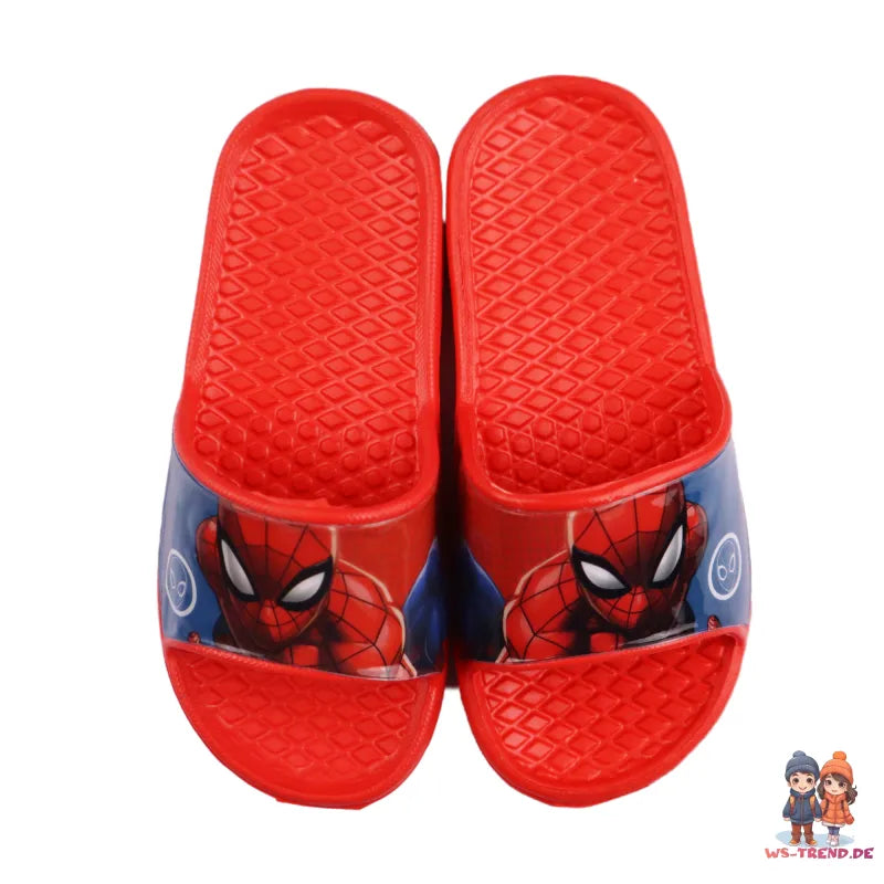 Marvel Spiderman Kinder Badelatschen Sandalen - WS-Trend.de Schuhe Rot Blau Gr. 24 bis 31