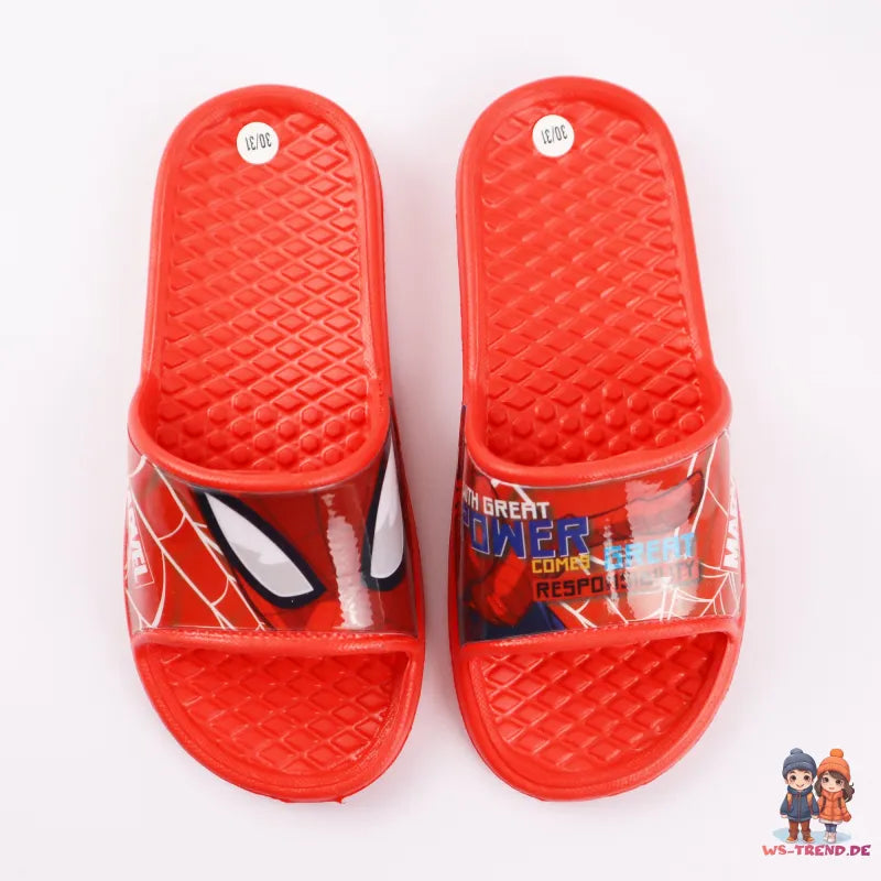 Marvel Spiderman Kinder Badelatschen Sandalen - WS-Trend.de Schuhe Rot Grau Gr. 24 bis 32Machen Sie Ihren kleinen Superhelden eine Freude
