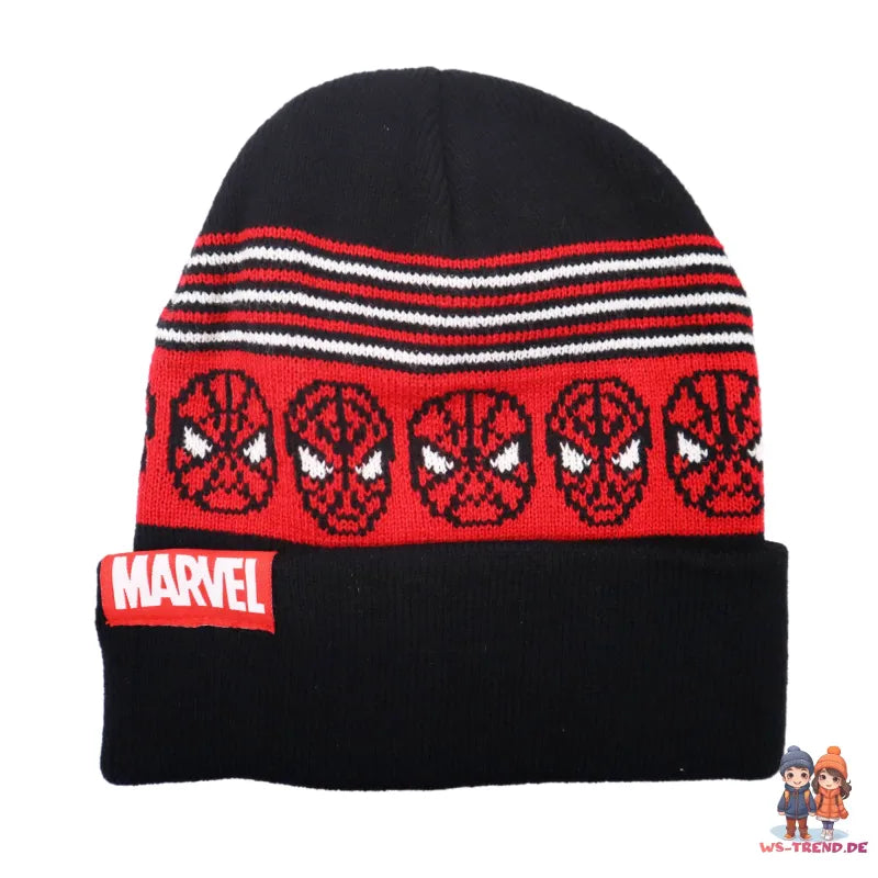 Marvel Spiderman - Kinder Herbst Wintermütze plus Handschuhe - WS-Trend.de Jungen 52 54 Rot
