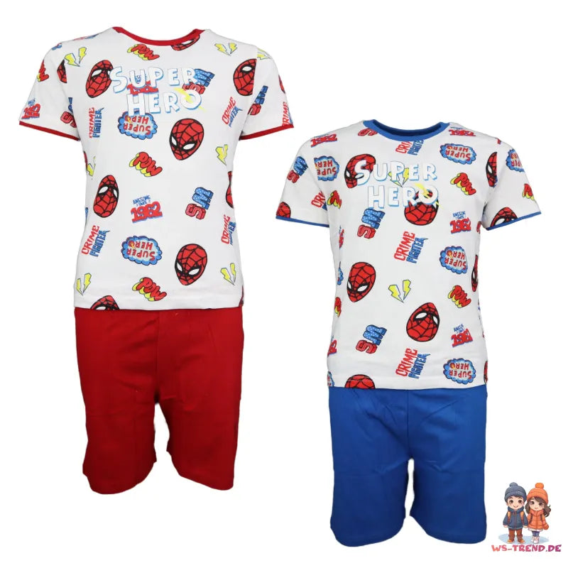 Marvel Spiderman Kinder Schlafanzug Pyjama kurz - WS-Trend.de Nachtwäsche 104 - 134 baumwolle