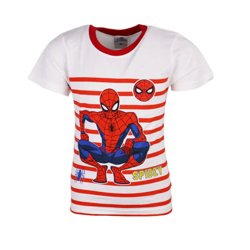 Marvel Spiderman Kinder T-Shirt gestreift - WS-Trend.de Kurzarm Jungen Shirt Blau Rot Baumwolle
