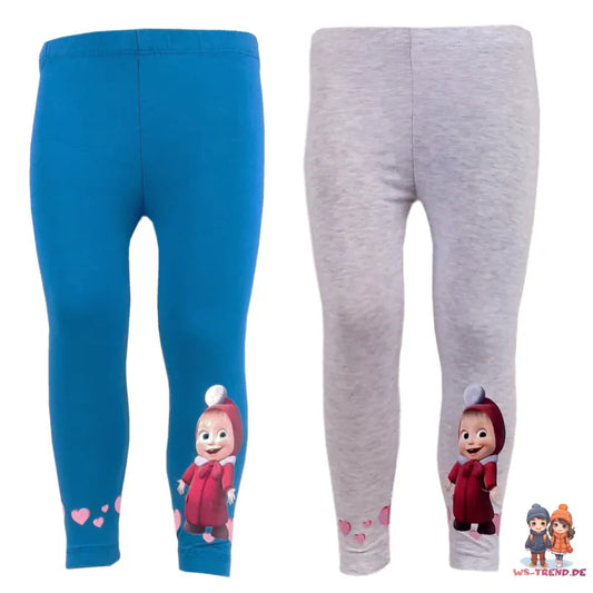 Mascha und der Bär Kinder Leggings Gr. 98-128 - WS-Trend.de Mädchen blau Grau 98 - 128 cm