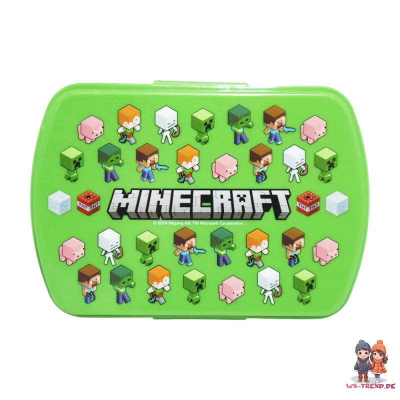Minecraft Creeper Kinder 2 tlg Lunch Set Brotdose Alu-Trinkflasche 500 ml - WS-Trend.de