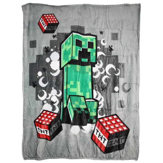 Minecraft Creeper Flanell Fleecedecke Kuscheldecke Wohndecke 130x160 cm - WS-Trend.de