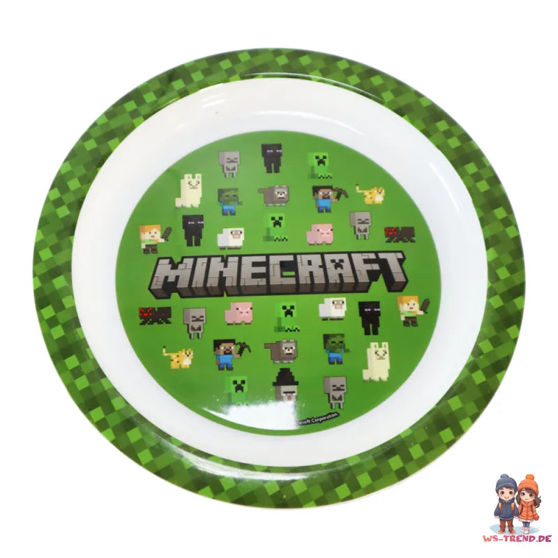 Minecraft Creeper Kinder Geschirr Set Teller Schüssel Becher - WS-Trend.de Geschirr-Set 3 teilig Alex Steve